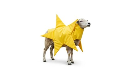 Obraz premium Sheep Dressed in a Star Costume on White Background