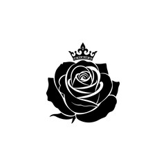 Elegant black rose crown emblem symbol