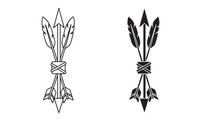 Arrow Bundle with feathers Icon. Warrior spirit Vector