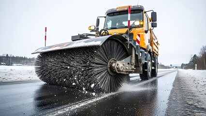 Snow Plow with Rotating Brush