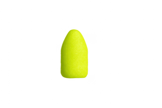 Lime green foam earplug providing hearing protection