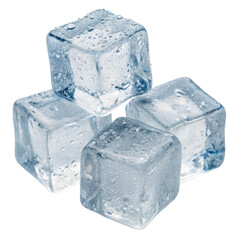 Crisp and refreshing ice cubes elegantly displayed on a pristine white background