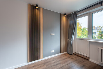 Modern Minimalist Interior Design Featuring Wood Paneling and Grey Accents