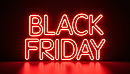 Neon sign displaying Black Friday sale in bright red light  