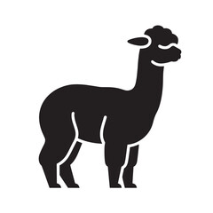 Obraz premium Black alpaca silhouette simple vector illustration of a llama isolated on white background