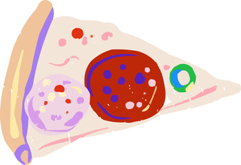 Single Textured Doodle Isolated Pizza Slice