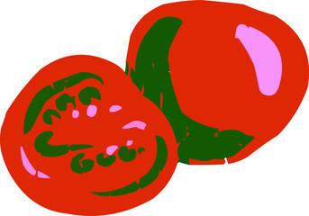 Simple Textured Doodle Two Isolated Tomatoes