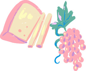 Textured Doodle Hard French Cheese Pink Grapes