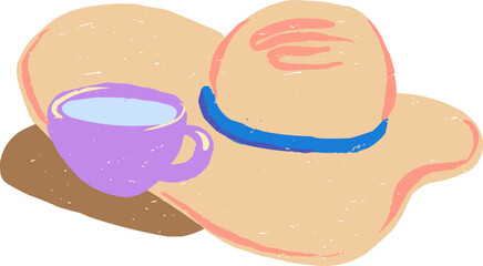 Textured Doodle Cappuccino Coffee Cup and Women's Hat