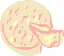 Simple Textured Doodle Isolated Camembert Cheese Wheel