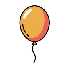 Orange balloon with red accent on white background  