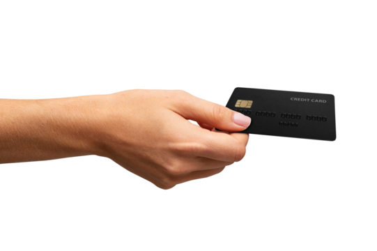 Hand Holding Credit Card for Payment and Financial Transaction Concept on Transparent Background Png