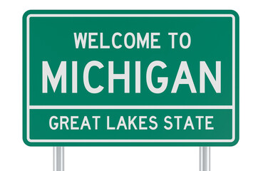 Welcome to Michigan, road sign. 3d rendering
