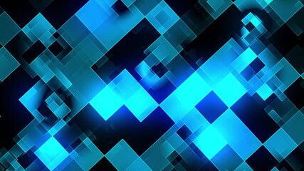 abstract blue background with squares and rectangles, digital futuristic blue technology backdrop for presentation video, modern layout motif tech cyberspace matrix grid data network innovation backgr - Powered by Adobe