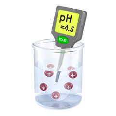 PH meter measuring acidic solution, 3d rendering
