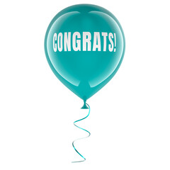 Congrats, teal balloon. 3d rendering