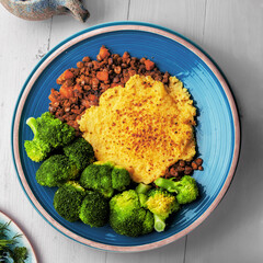 Lentil Shepherd’s Pie with Steamed Broccoli