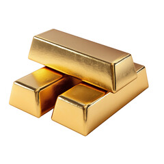 Shiny gold bars stacked together, showcasing their gleaming surfaces and luxurious appeal, perfect for highlighting wealth and value on transparent background