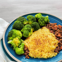 Lentil Shepherd&rsquo;s Pie with Steamed Broccoli