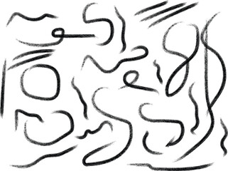 Abstract black brush strokes design elements pattern on white Vector