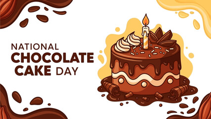 Celebrate National Chocolate Cake Day with this delicious, decadent cake illustration that's perfect for social media posts, marketing campaigns, and food blogs