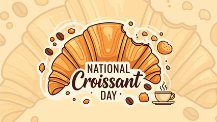 Celebrate National Croissant Day with fresh baked pastries and aromatic coffee, perfect for bakery promotions, breakfast specials, or social media campaigns, delicious!