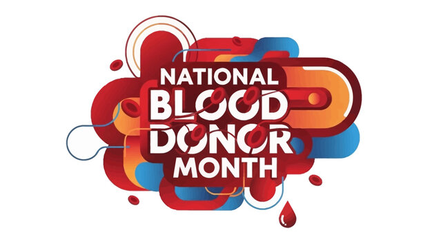 Inspiring National Blood Donor Month awareness with vibrant, modern graphics encouraging life-saving donations and community support, promoting health and wellness initiatives