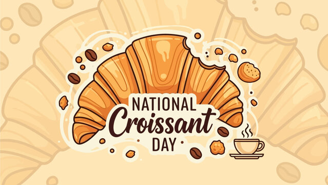 Celebrate National Croissant Day with fresh baked pastries and aromatic coffee, perfect for bakery promotions, breakfast specials, or social media campaigns, delicious!