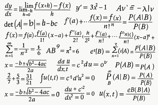 A classic “mathematical meme” — a random collection of the most famous formulas and concepts from mathematics, physics, and probability theory, without any logical connection.