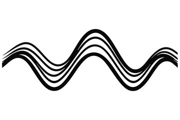 Black lines artfully undulating in a rhythmic wave pattern creates a visually captivating effect
