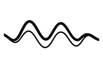Black waveform lines moving in a pattern, showing simple waves of frequency for use