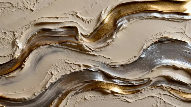 Closeup medium shot showcasing intricate plaster art technique emphasizing smooth glossy Venetian textures with delicate accentuations.