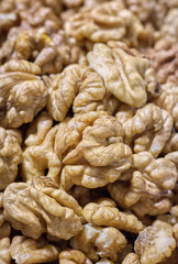 Close up of fresh walnuts, selective focus.