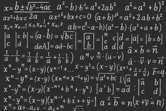 A small sheet of paper with very small print contains the basic algebra formulas for the school curriculum.