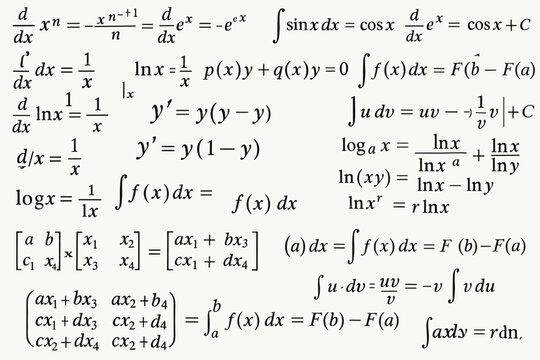Classic student cheat sheet with Calculus 1&ndash;2 + basic homework assignments.
