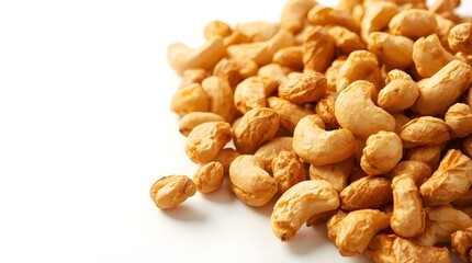 Heap of cashew nuts, Cashew on white background