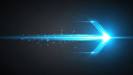 Bright blue light streak forming an arrow shape moving right.