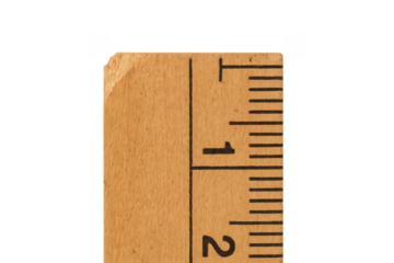 Vintage wooden ruler showing measurement on transparent background