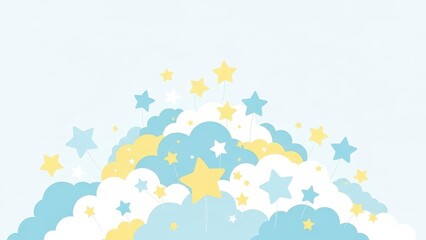 Whimsical Rainbow and Starry Sky Background for Childrens Designs.
