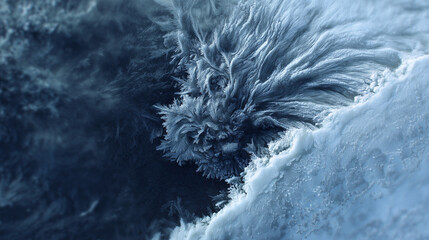 Blizzard creating abstract faces and masks hidden inside icy currents