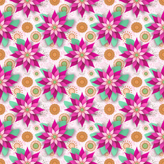 Pink Poinsettia Seamless Repeat