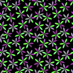 Bright Floral on Black Seamless Repeat