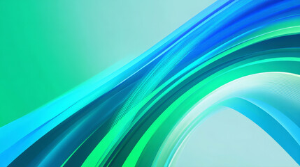 Dynamic Abstract Wave Background: A Seamless Horizontal Design Featuring Sweeping, Smooth Blue, Teal, and Green Gradient Ribbons Intersecting to Create a Flowing, Modern, High-Tech Motion Concept