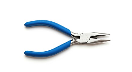 Fototapeta premium Blue-handled needle-nose pliers on white background.
