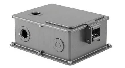Obraz premium Metal electrical junction box with sealed design.