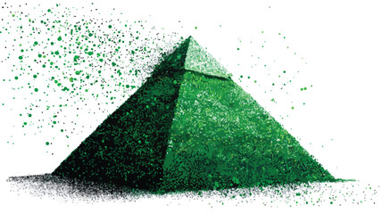 Green Pyramid with Particles Vector Illustration for Graphic Design Projects