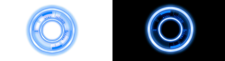 PNG image of Futuristic glowing blue circles perfect for technology themes scifi designs and modern abstract backgrounds for presentations and websites on transparent background