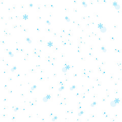 Seamless winter background with falling blue snow and blue snowflakes on a transparent background. Perfect for Christmas cards, wrapping paper, invitations, prints, and holiday design projects. Vector