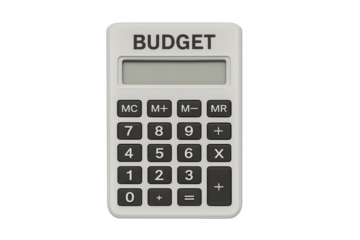Calculator with budget text on screen showing financial planning