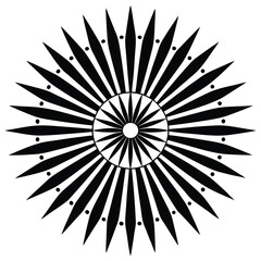 Obraz premium Black circular pattern with pointy edges and dots creates an elegant motif look